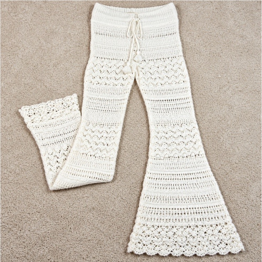 LoveShackFancy Fosta XL Crochet Flare Pants NWT $495 Boho Resort Coastal Cowgirl